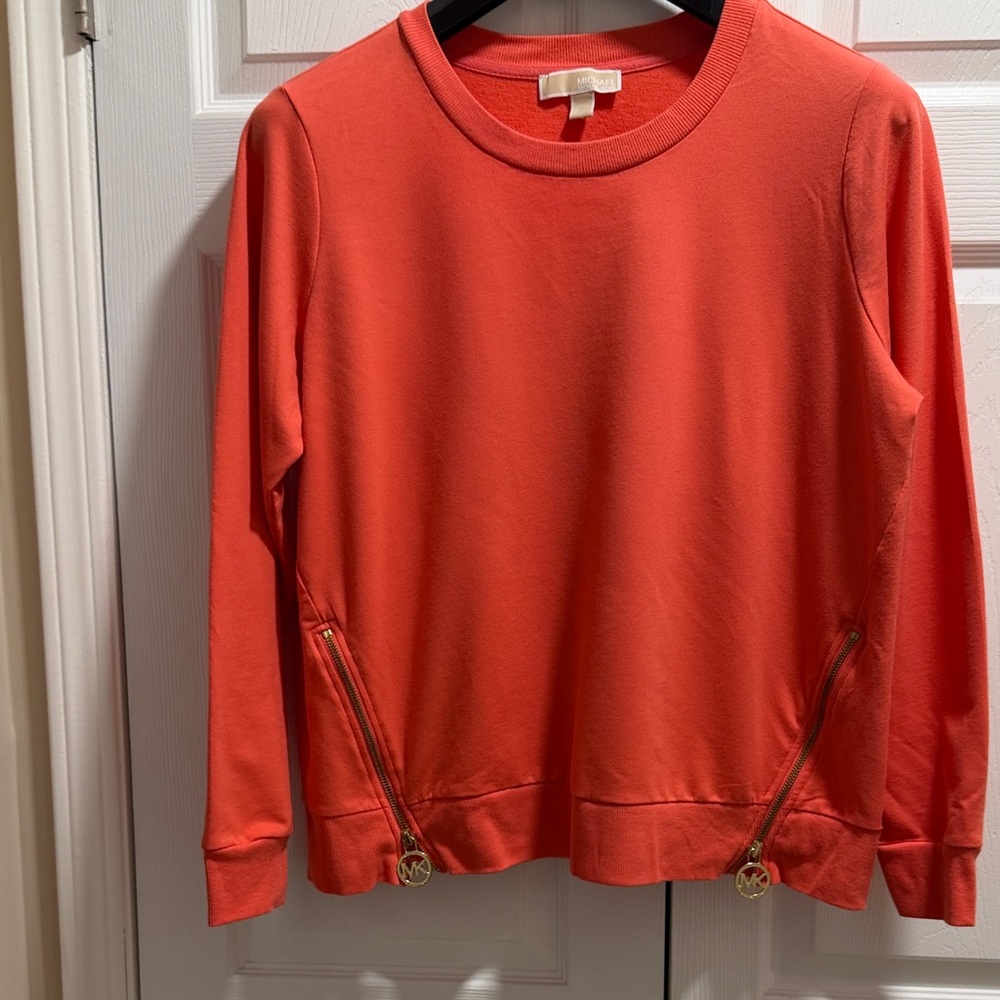 Michael Kors Vibrant Orange Top with Gold Accents